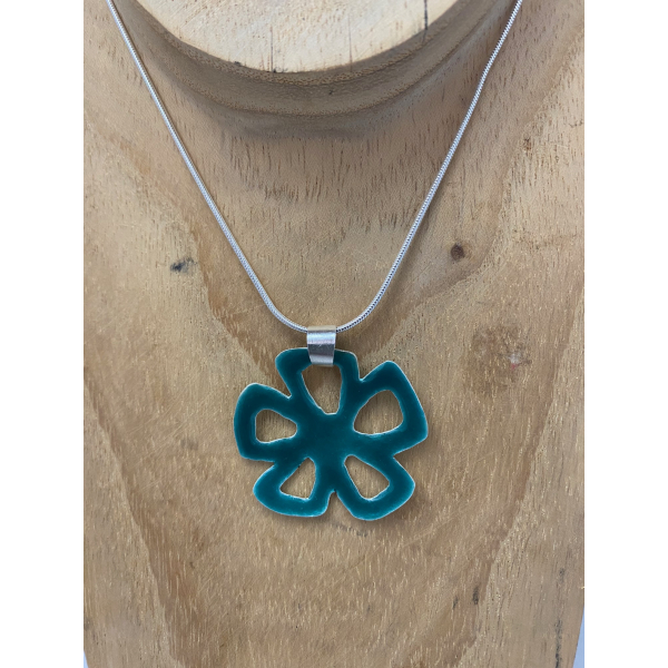 Artyssia | Pendentif Fleur émaillé - Argent fin